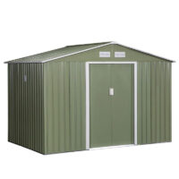 Corrugated 9 x 6' Double Door Reverse Apex Garden Shed With Ventilation Steel Green by Steadfast
