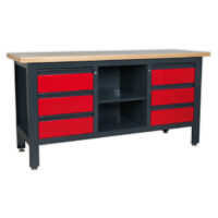 Sealey AP1905D 6 Drawer & Open Storage Workstation