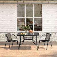 2/4Pcs Garden Dining Chairs with Square Table
