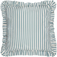 Wylder Nature Millie Ruffle Striped Outdoor Filled Cushion - Blue - Size 50 cm x 50 cm