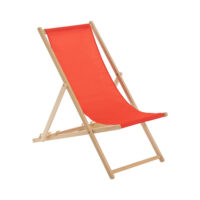 Red Folding Wooden Deck Chair