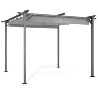 Outdoor Retractable Pergola with Canopy Patio Metal Shelter for Garden Gazebo Grey, 3mx3m