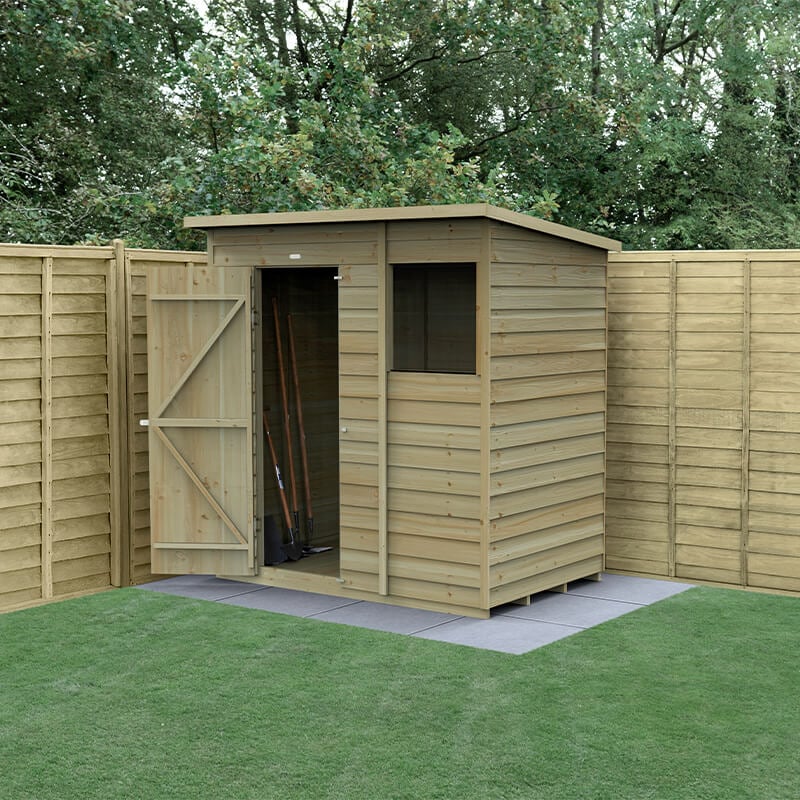 6' x 4' Forest 4Life 25yr Guarantee Overlap Pressure Treated Pent Wooden Shed - Next Working Day Delivery