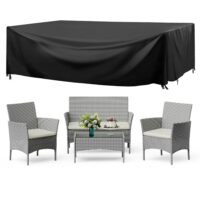 4 Piece Rattan Furniture Outdoor Patio Set Garden Table Chairs with Protective Cover Grey