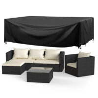Garden Furniture Set 5PCS Rattan Modular Corner Sofa Set with Cover (2026 New Version) Black