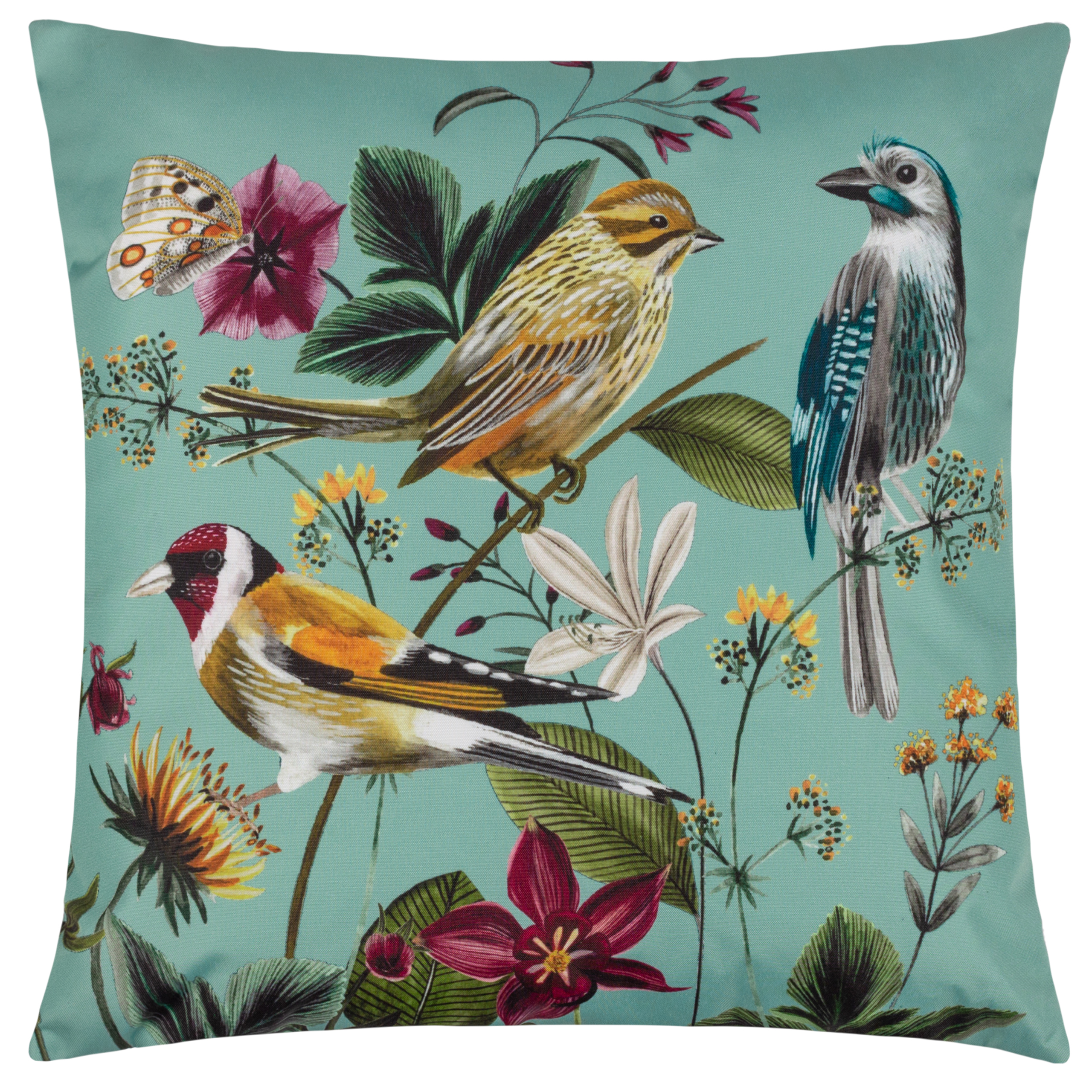 Wylder Tropics Midnight Garden Birds Outdoor Cushion Cover - Blue - One Size