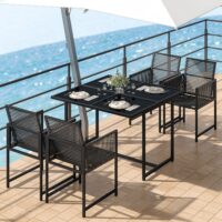 5Pcs Patio Furniture Space-Saving Outdoor Dining Set with 4 Chairs and 1 Table