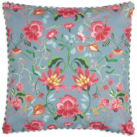 Wylder Nature Claudia Piped Floral Outdoor Cushion Cover - Blue - Size 45 cm x 45 cm