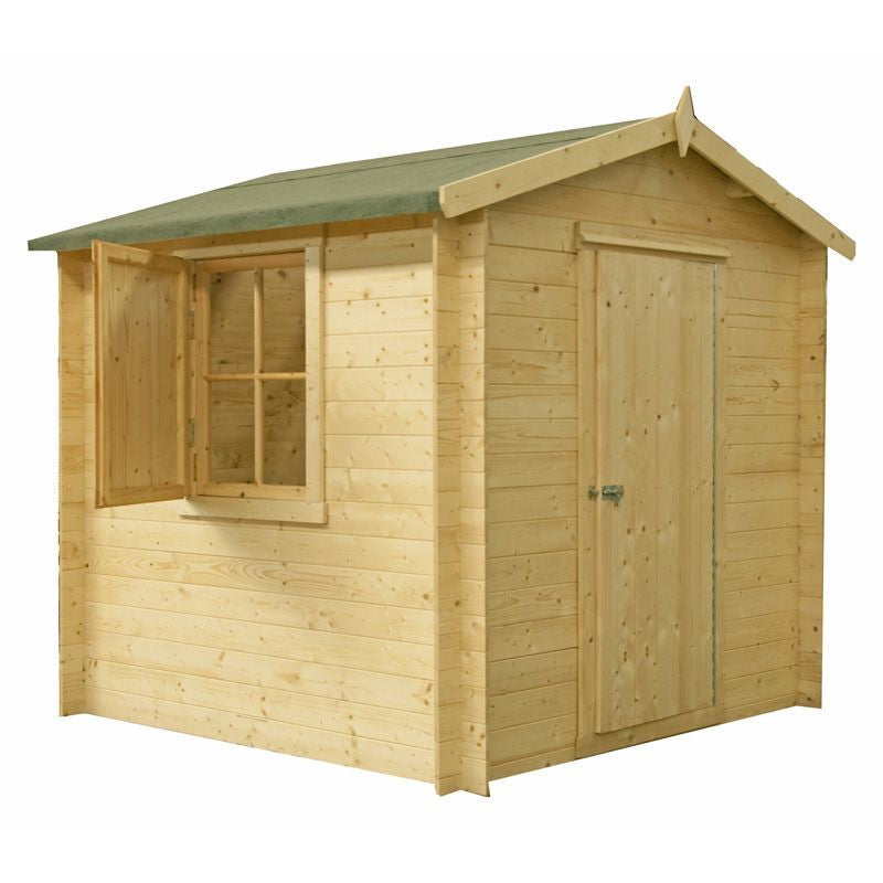 Camelot 8' x 8' 9" Apex Log Cabin - Premium 19mm Cladding Log Clad