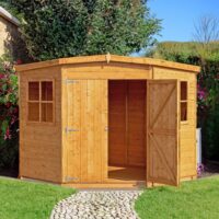 Corner 7' 1" x 7' 4" Flat Shed - Premium Dip Treated Shiplap