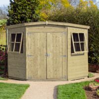 Corner 7' 1" x 7' 4" Flat Shed - Premium Pressure Treated Shiplap