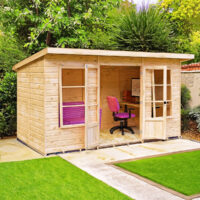 Shire Dahlia 5' 9" x 11' 9" Pent Summerhouse - Premium Dip Treated Overlap