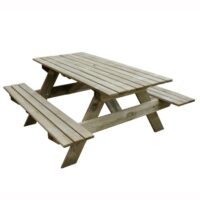 Forest Garden Brown Timber Pressure Treated Small Rectangular Picnic Table, Size: 1500x700x1500mm