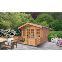 Shire Grizedale 11' 9" x 7' 10" Apex Log Cabin - Premium 70mm Cladding Tongue & Groove