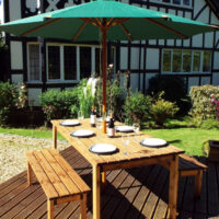 6 Seat 2 Benches & 1 Table Scandinavian Redwood Garden