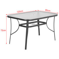 2/4Pcs Black/Brown Chairs and Rectangular Outdoor Dining Table