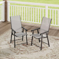 2/4Pcs Black/Brown Chairs and Rectangular Outdoor Dining Table