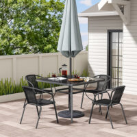 2/4Pcs Garden Dining Chairs with Square Table