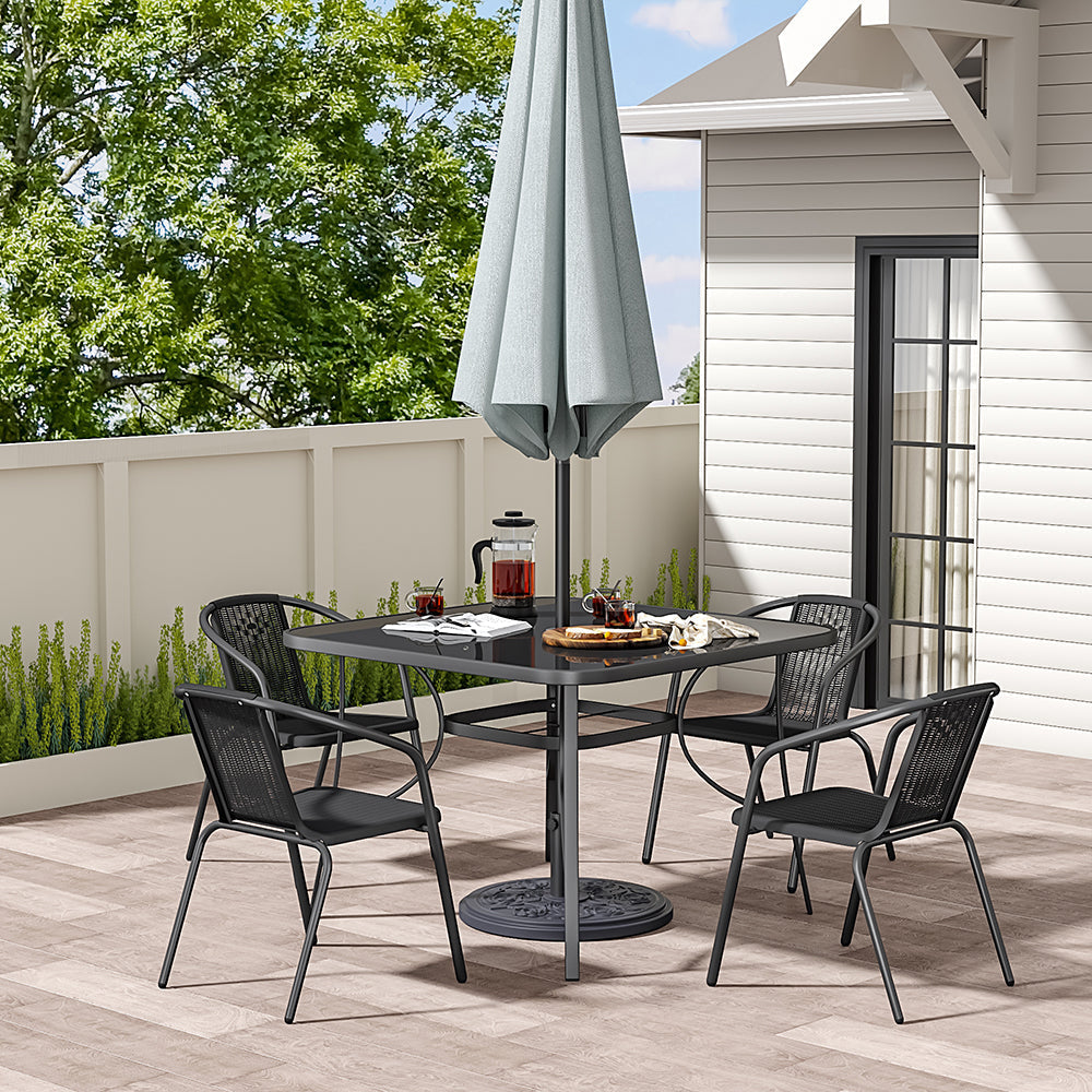 2/4Pcs Garden Dining Chairs with Square Table