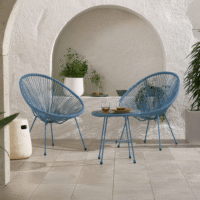 Royalcraft Monaco Rattan Bistro Table and 2 Chairs Blue