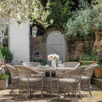 Gallery Direct Menton 6 Seater Round Garden Table and Chairs Light Grey