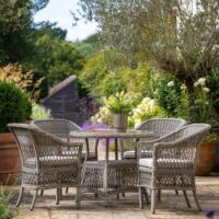 Gallery Direct Menton 4 Seater Round Garden Table and Chairs Grey