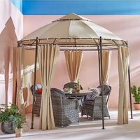 The Very Collection 3M Round Steel Showerproof Gazebo With Sides - Sturdy Steel Frame