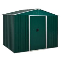 Galvanised 8 x 6' Sliding Double Door Apex Garden Shed With Ventilation Steel Green by Steadfast