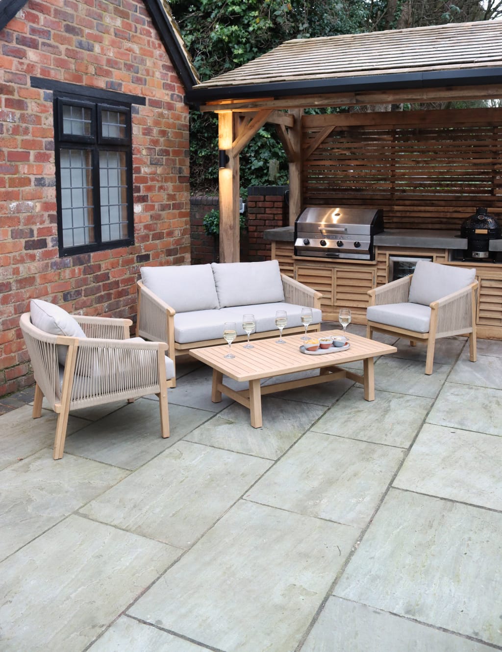 Royalcraft Roma 4 Seater Double Lounge Set Natural