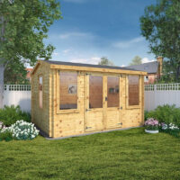Mercia 13' 2" x 10' 2" Reverse Apex Log Cabin - Premium 19mm Cladding Log Clad