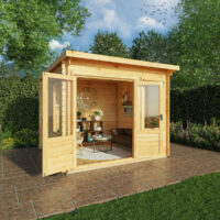 Mercia Contemporary 10' 11" x 9' 10" Pent Log Cabin - Premium 19mm Cladding Loglap