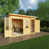 Mercia Elite 10' 11" x 13' 6" Pent Log Cabin - Premium 28mm Cladding Loglap