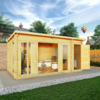 Mercia Studio 10' 11" x 16' 10" Pent Cabin with Shed - Premium 28mm Cladding Loglap