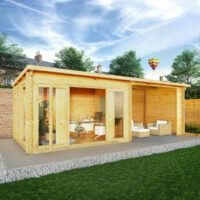 Mercia Studio 10' 11" x 22' 8" Pent Log Cabin - Premium 28mm Cladding Loglap