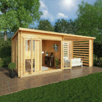 Mercia Studio 10' 11" x 19' 4" Pent Log Cabin Slatted - Premium 28mm Cladding Loglap