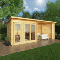 Mercia Studio 10' 11" x 19' 4" Pent Log Cabin - Premium 34mm Cladding Loglap