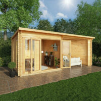 Mercia Studio 10' 11" x 19' 4" Pent Log Cabin - Premium 44mm Cladding Loglap