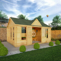 Mercia Clock Tower 13' 7" x 17' 6" Apex Log Cabin - Premium 44mm Cladding Loglap