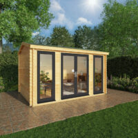 Mercia Studio 10' 3" x 13' 2" Apex Log Cabin - Premium 44mm Cladding Loglap - Grey UPVC