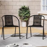 Living And Home 2 Pcs Stacking Garden Chair Black