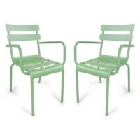 Amarillo Garden Olive Green Aluminium Armchair in Pair