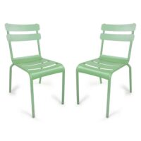 Amarillo Garden Olive Green Aluminium Side Chair in Pair