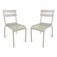Amarillo Garden Taupe Aluminium Side Chair in Pair