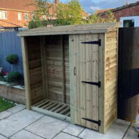 Blackfriars Wooden Garden Log Store With Tool Store In Natural