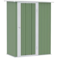 Galvanised 5 x 3' Single Door Pent Garden Store Lockable Steel Light Green by Steadfast