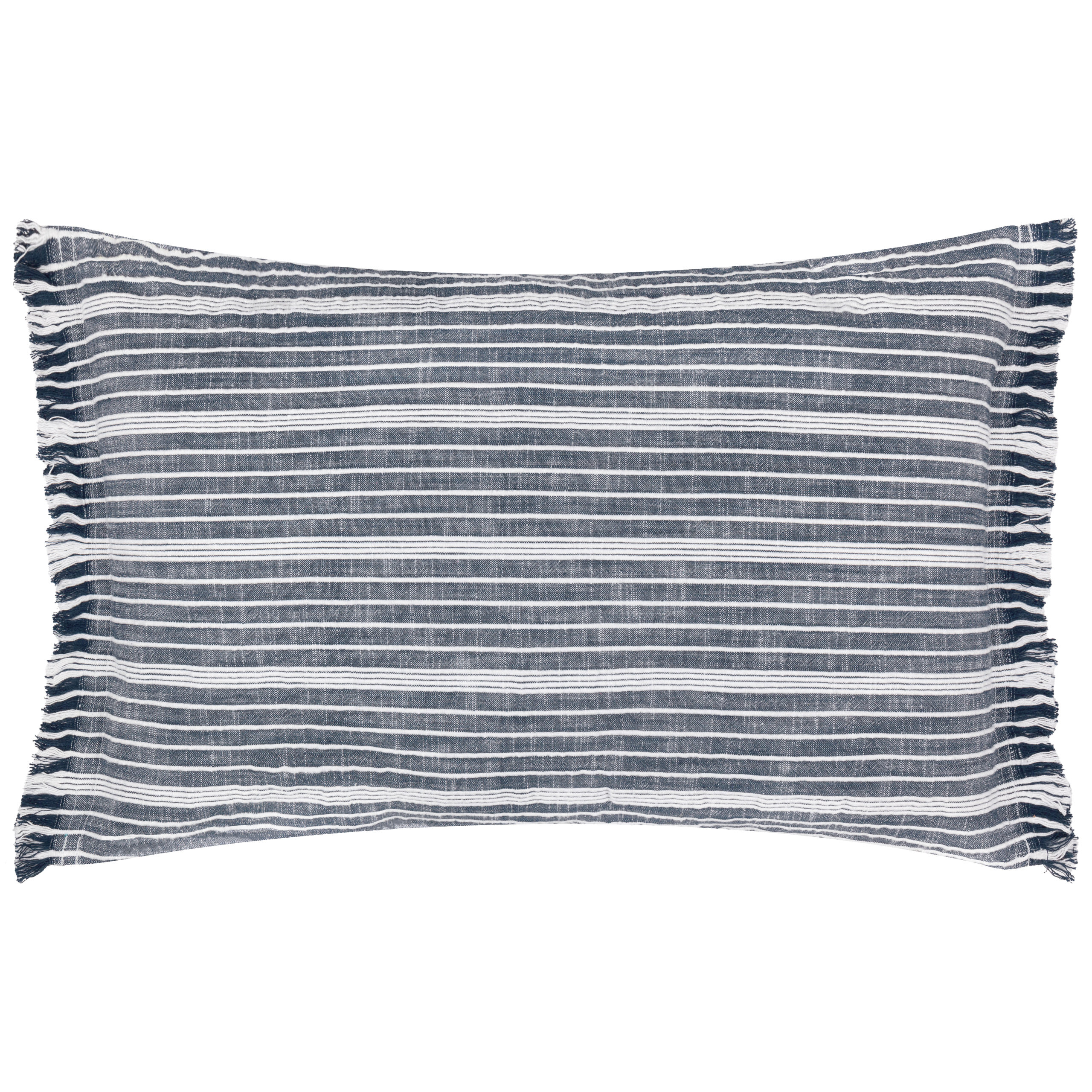 Yard Tide Textured Stripe Outdoor Filled Cushion - Navy Cotton - Size 40 cm x 60 cm