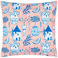 furn. Aegina Printed Outdoor Cushion Cover - Peach - Size 45 cm x 45 cm