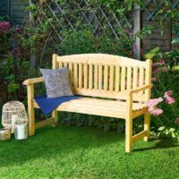 4x2 Wooden Garden Bench (1.2m x 0.6m): Forest Harvington 2 Seater Wooden Outdoor Bench