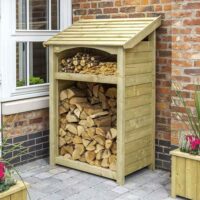 Hidalgo Single Wooden Garden Log Storage Shed in Natural Timber