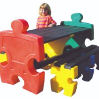 Jigsaw Recycled Plastic Outdoor Picnic Table & Bench Set - 6 Seater